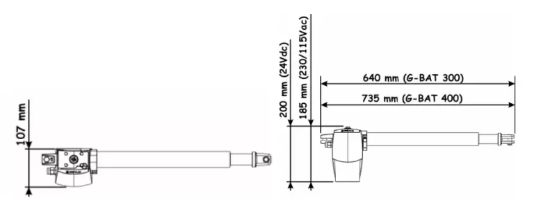 راهنمای نصب جک gbat300/gbat400 - ابعاد جک
