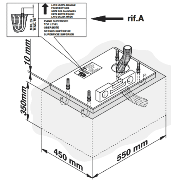 ابعاد فنداسیون نصب درب ریلی ۸۸۴ فک