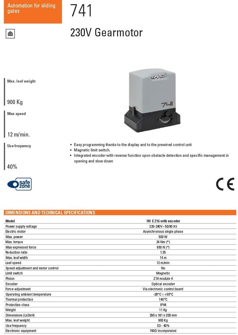 faac741 جک ریلی درب پارکینگ فک FAAC 741 - Image 6