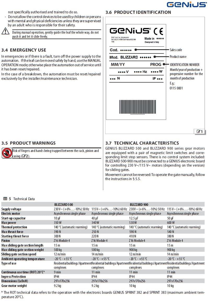 genius blizzard 9 جک ریلی درب پارکینگ جنیوس GENIUS BLIZZARD 900 - Image 10